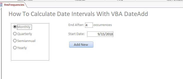 How To Calculate Date Intervals With VBA DateAdd